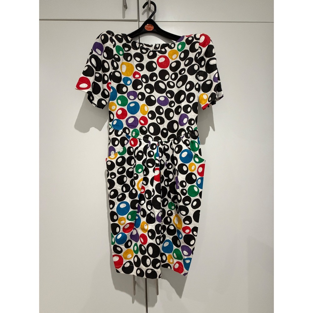 Chetta B Dress Womens S/M Multi Color Excellent Vintage 80s Geometric Saks